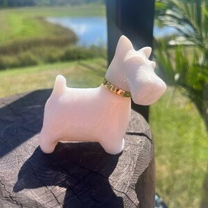 Avon Glass White Scottish Terrier Perfume Bottle Vintage Collectible w Perfume